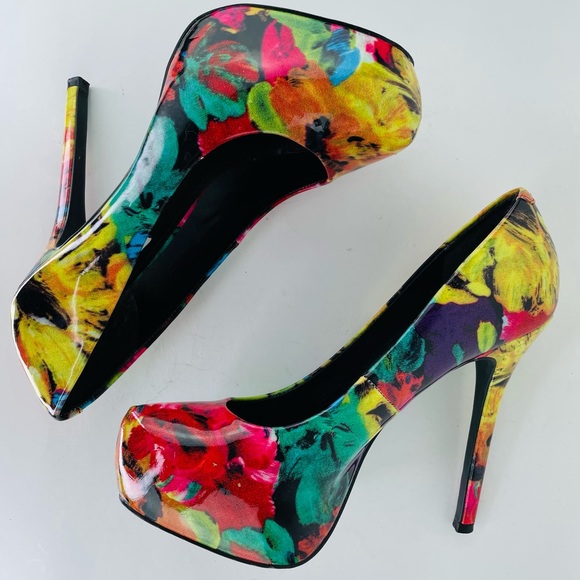 Steve Madden Nala Floral Print Platform Stiletto - Size 8 - Picture 7 of 13